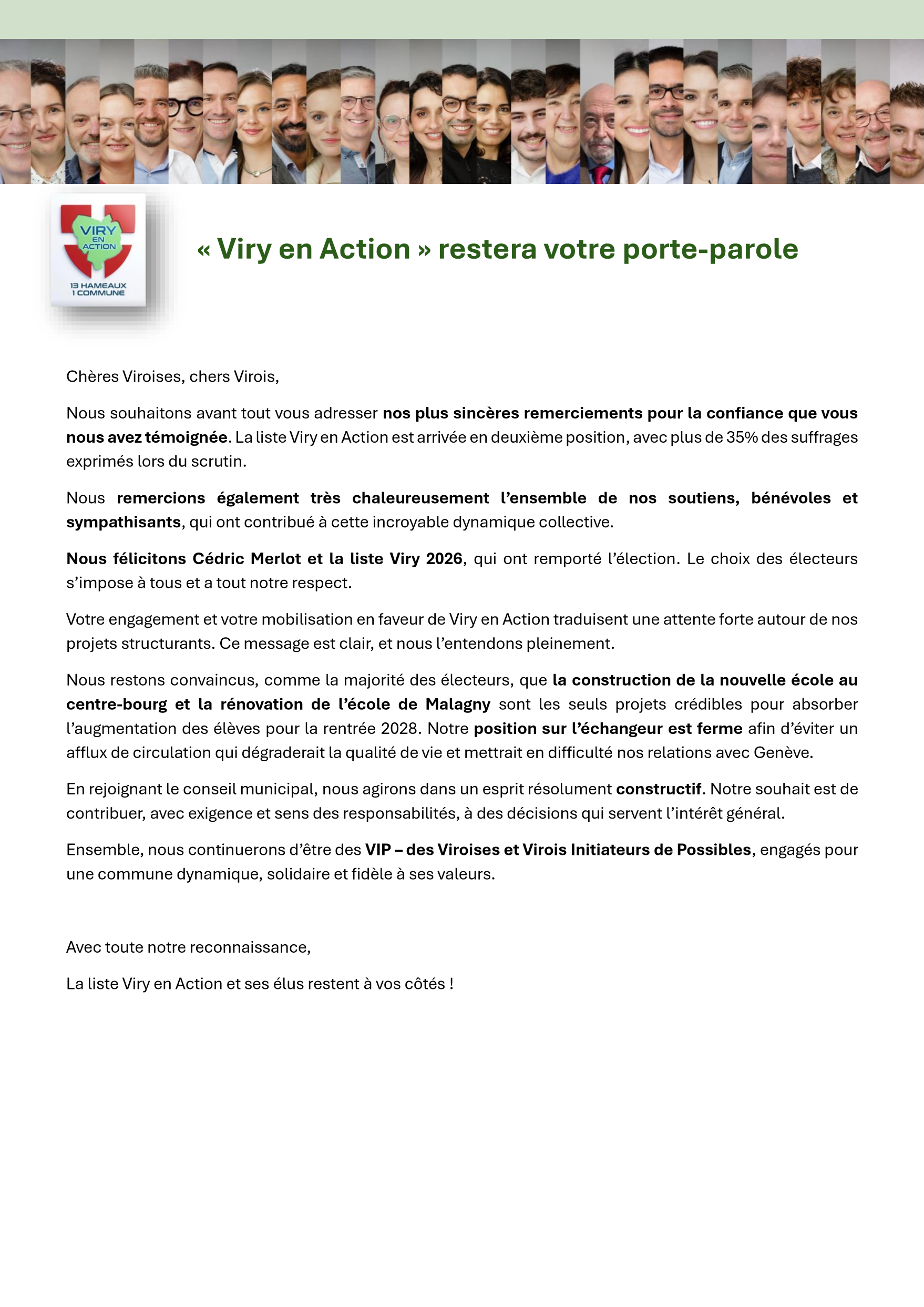 Communiqué final — Viry en Action